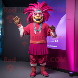 Magenta Chief mascot costume character dressed with a Polo Shirt and Anklets