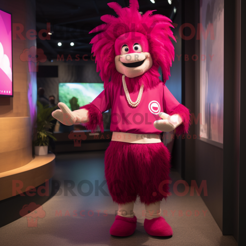 Magenta Chief mascot costume character dressed with a Polo Shirt and Anklets