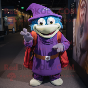 Lilla Wizard maskot kostume...