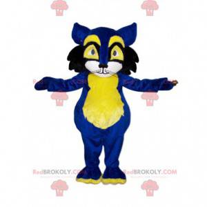 Mascota gato azul y amarillo. Disfraz de gato - Redbrokoly.com