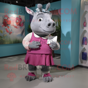 nan Rhinoceros mascot costume character dressed with a Bermuda Shorts and Clutch bags