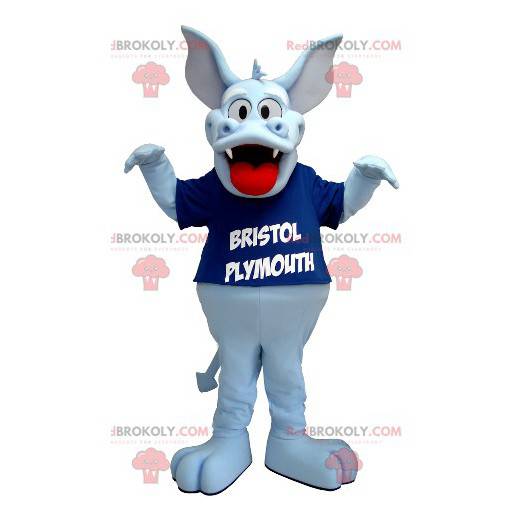 Mascote dragão azul claro fofo e tocante - Redbrokoly.com