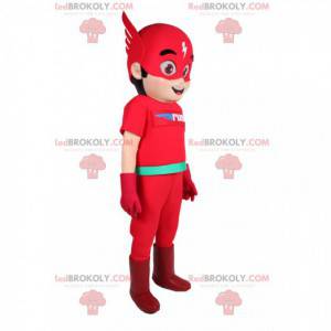 Mascotte de Flash, le héros super rapide. Costume de Flash -