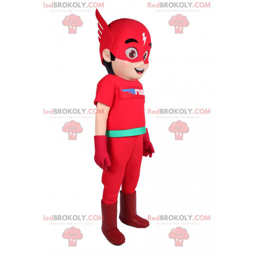 Mascot Flash, den super hurtige helt. Flash kostume -