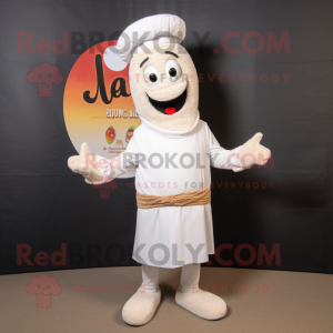 White Paella mascot costume character dressed with a Sweater and Belts