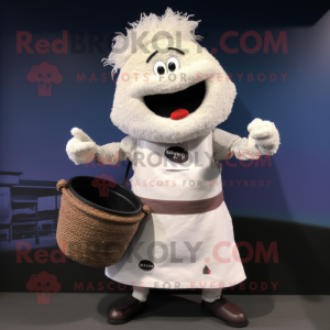 White Paella mascot costume character dressed with a Sweater and Belts