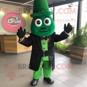 Forest Green Fajitas mascot costume character dressed with a Suit Jacket and Gloves