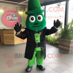 Forest Green Fajitas mascot costume character dressed with a Suit Jacket and Gloves