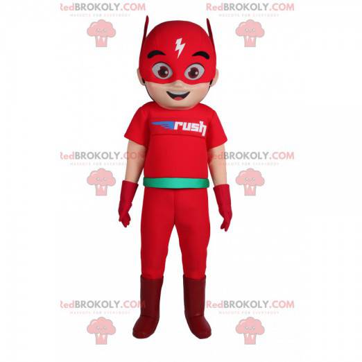 Mascot Flash, de supersnelle held. Flash kostuum -