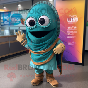 Teal Tacos mascot costume character dressed with a Long Sleeve Tee and Wraps