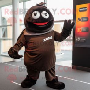 Black Chocolate Bar mascot costume character dressed with a Turtleneck and Ties