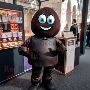 Black Chocolate Bar mascot costume character dressed with a Turtleneck and Ties