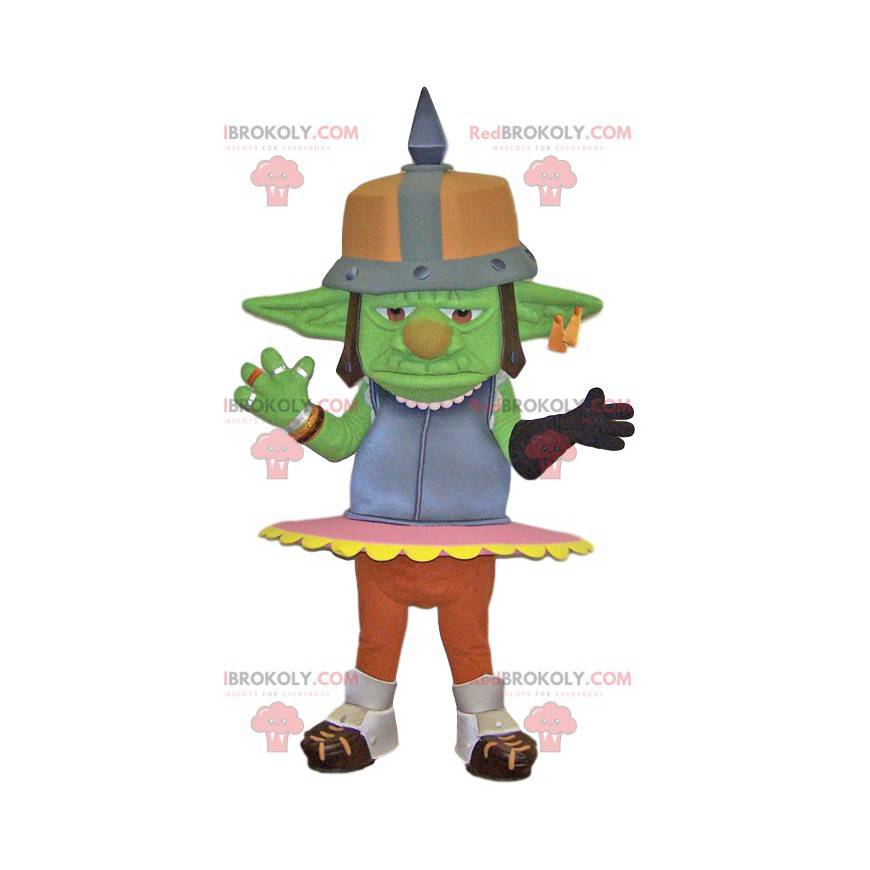 Mascot troll verde con un casco de metal. Disfraz de troll - Mascot troll verde con un casco de metal. Disfraz de troll -