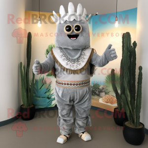 Silver Tacos mascot costume character dressed with a Capri Pants and Bracelets