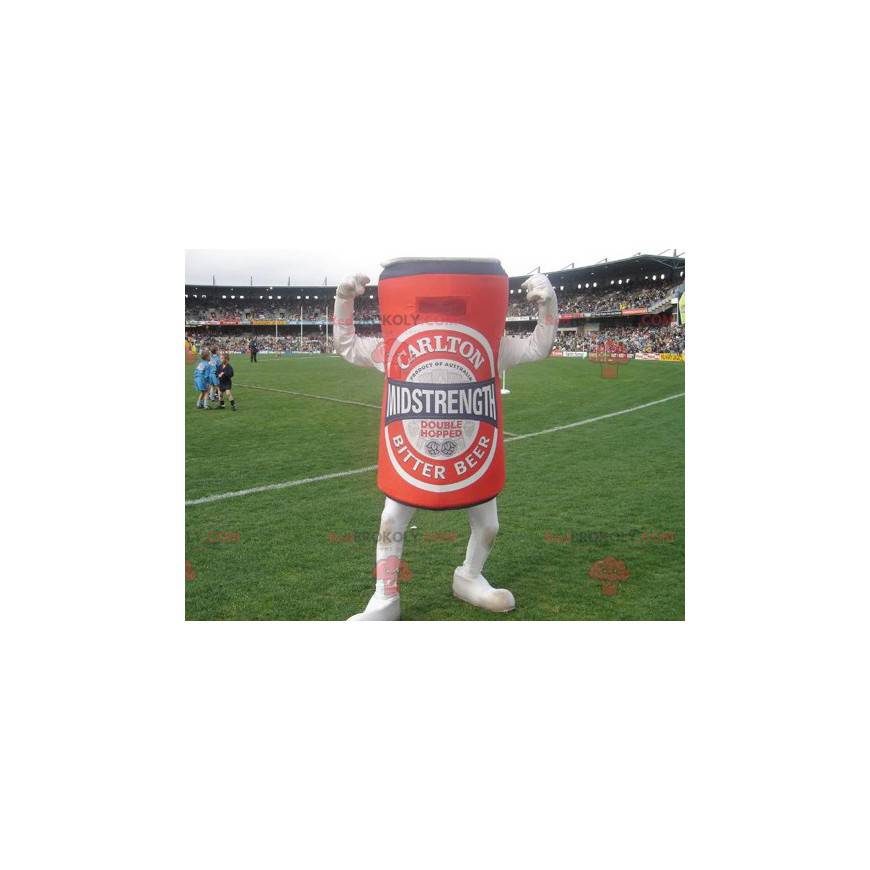 Mascote gigante de lata de cerveja vermelha - Redbrokoly.com