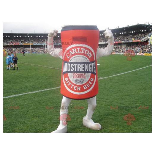 Mascota de lata de cerveza roja gigante - Redbrokoly.com