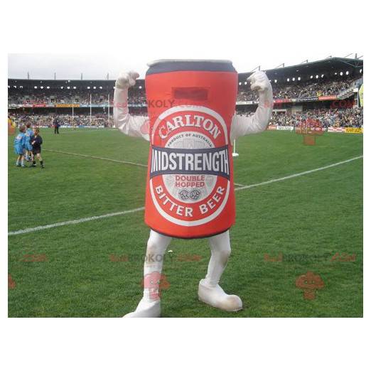 Mascote gigante de lata de cerveja vermelha - Redbrokoly.com