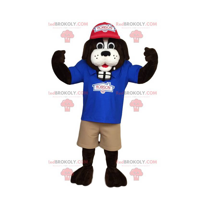 Mascote de São Bernardo em roupa de trabalho. - Redbrokoly.com