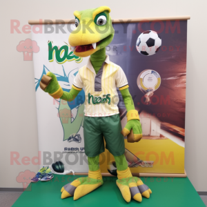nan Coelophysis mascot costume character dressed with a Rugby Shirt and Scarf clips