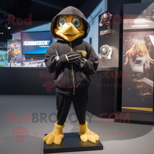 Black Canary mascot costume character dressed with a Hoodie and Cufflinks