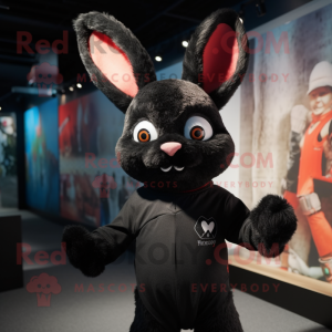 Black Rabbit mascot costume character dressed with a Rash Guard and Mittens