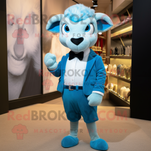 Sky Blue Ram maskot kostume...