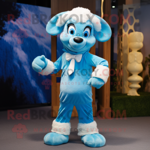 Sky Blue Ram maskot kostume...