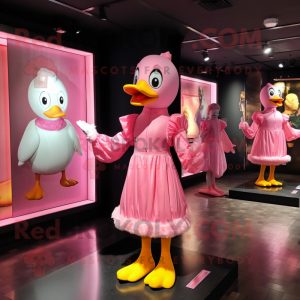 Pink Duck mascotte kostuum...