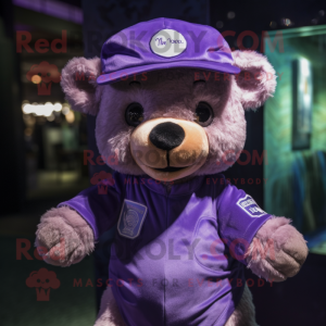 Paars teddybeer mascotte...