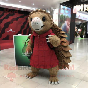 Rød Pangolin maskot kostume...