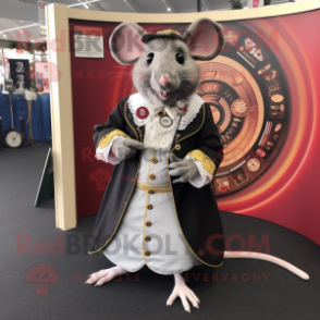 nan Rat mascot costume character dressed with a Circle Skirt and Cufflinks