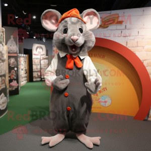 nan Rat mascot costume character dressed with a Circle Skirt and Cufflinks