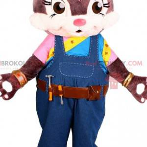 Mascot brown rabbit with blue overalls. - Redbrokoly.com
