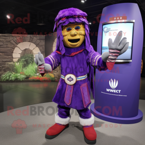 Purple Chief mascot costume character dressed with a Jumpsuit and Wraps