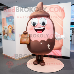 Peach Chocolate Bar mascot costume character dressed with a Culottes and Handbags