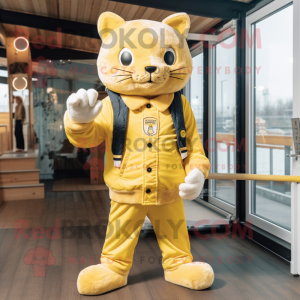 Gold Cat maskot kostym...