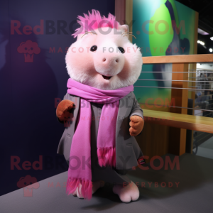 Pink marsvin maskot kostume...