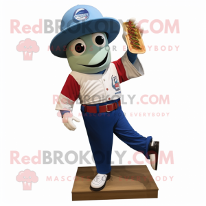 Blue Fajitas mascot costume character dressed with a Baseball Tee and Shoe clips