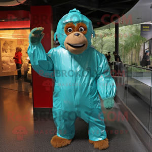 Blågrønn orangutang maskot...