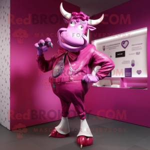 Magenta Zebu maskot kostume...