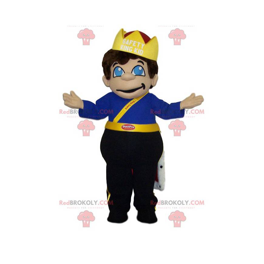 Mascote do menino vestido como um rei. - Redbrokoly.com