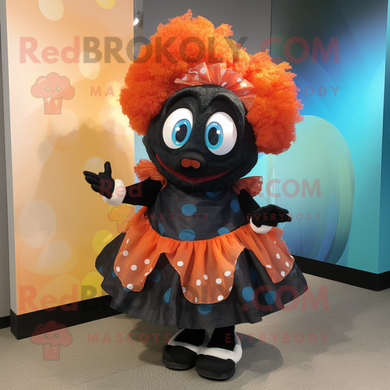 Black Clown Fish mascot costume character dressed with a Midi Dress and Cummerbunds Black Clown Fish mascot costume character dressed with a Midi Dress and Cummerbunds