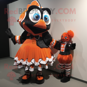 Black Clown Fish mascot costume character dressed with a Midi Dress and Cummerbunds