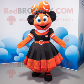 Black Clown Fish mascot costume character dressed with a Midi Dress and Cummerbunds