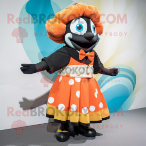 Black Clown Fish mascot costume character dressed with a Midi Dress and Cummerbunds