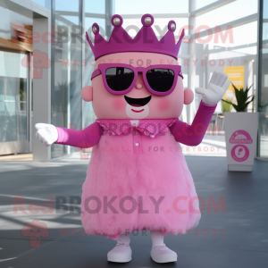 Pink Queen mascot costume character dressed with a Button-Up Shirt and Sunglasses