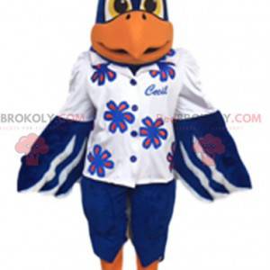 Mascot blue golden eagle in shirt. Golden eagle costume -