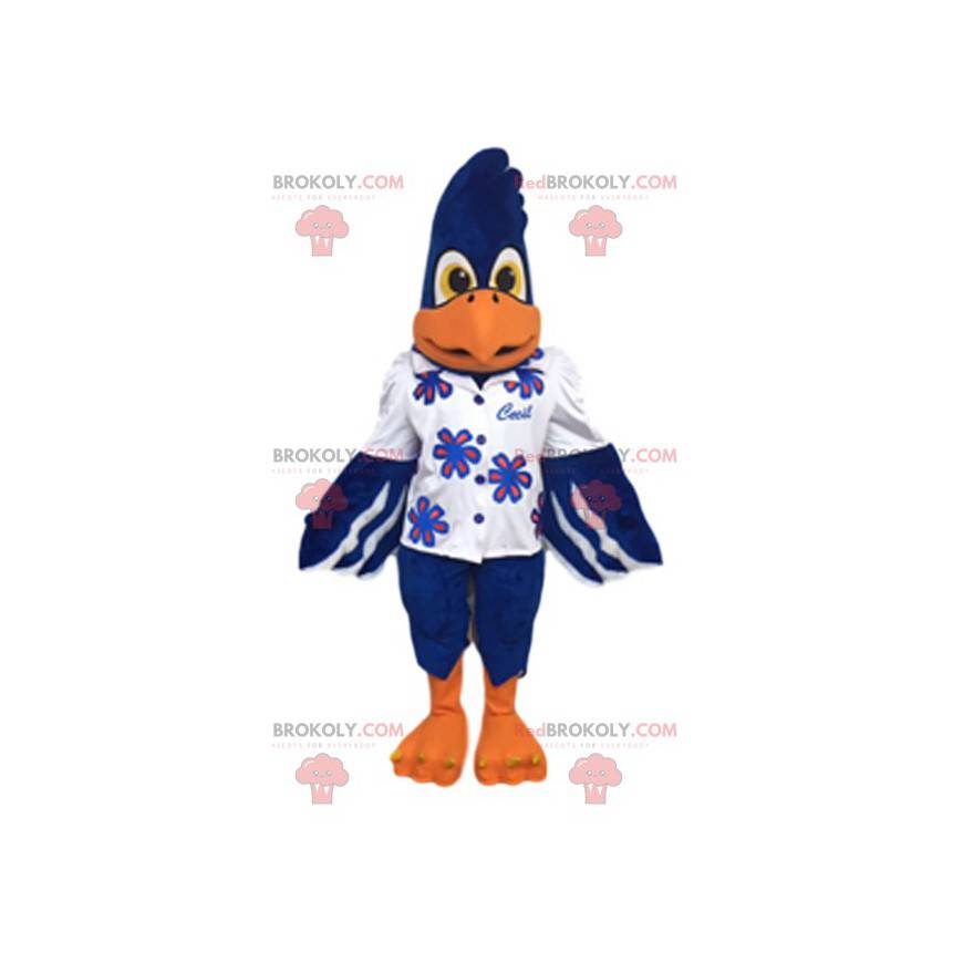 Mascot águila real azul en camisa. Disfraz de águila real -