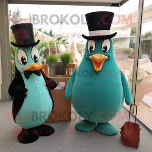 Teal Pear maskot kostume...