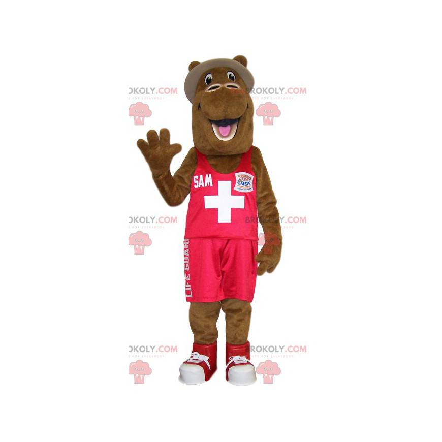 Mascota de camello en traje de primeros auxilios. -